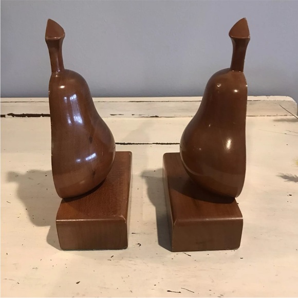 Vintage MCM Ironwood Matching Pear Bookends Art Deco - Picture 3 of 16